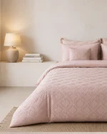 ست روتختی طرح ژاکارد لوزی میکروفایبر رنگ صورتی