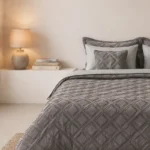 ست روتختی طرح ژاکارد لوزی میکروفایبر رنگ ذغال