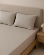 ست نیم ست کتان رنگ بژ